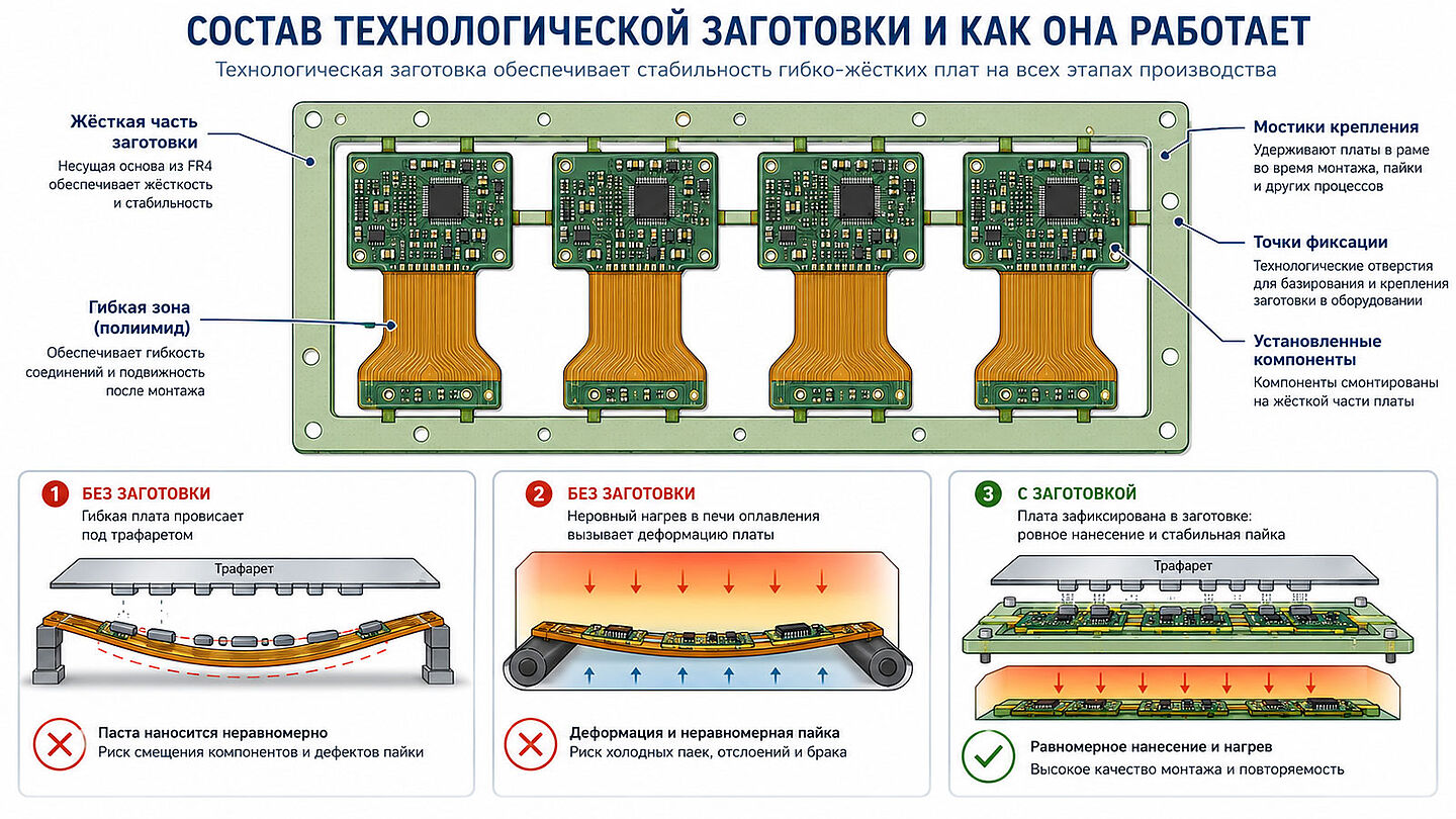 инфографика — техоснастка для монтажа гибко-жёсткой печатной платы