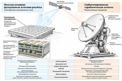 СХЕМА: сравнительное изображение двух терминалов одной спутниковой системы