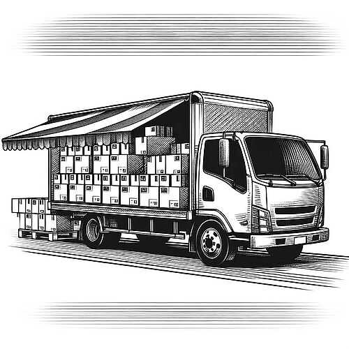 рисунок грузовика с коробками печатных плат