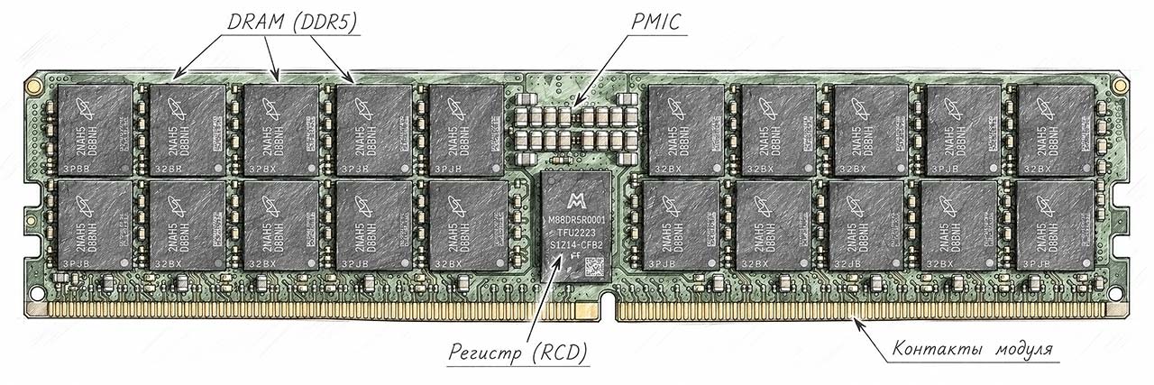 РИСУНОК: DDR5 RDIMM Micron