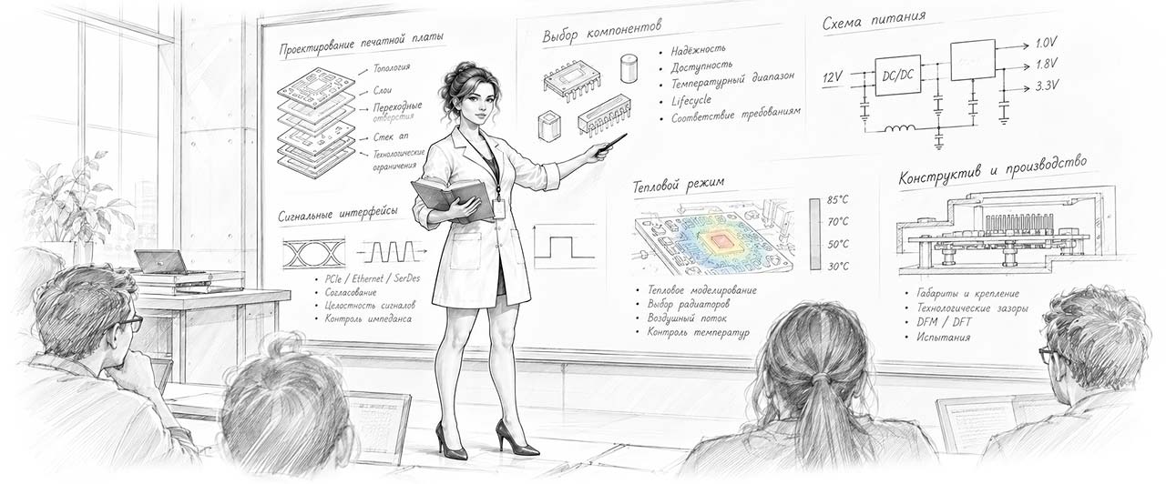 РИСУНОК: Лекция об электронике для центра обработки данных