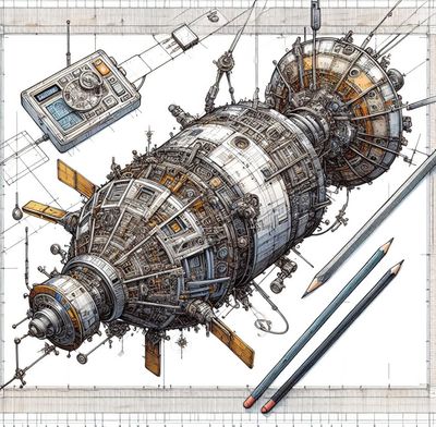 спутник, электроника (стилизованое изображение)