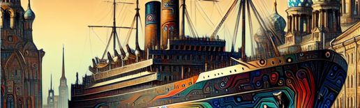 речной транспорт. стилизованное изображение