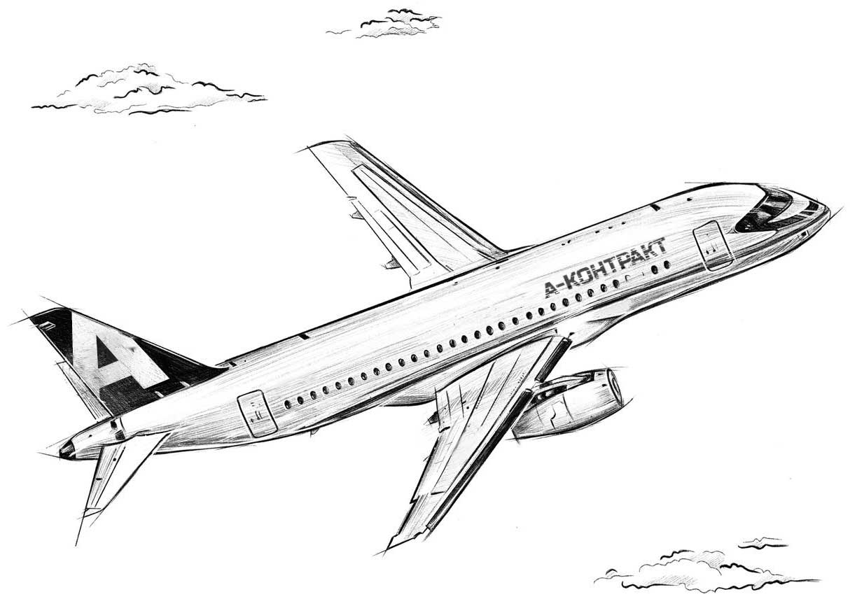 рисунок авиалайнера сухой суперджет — авионика и транспорт
