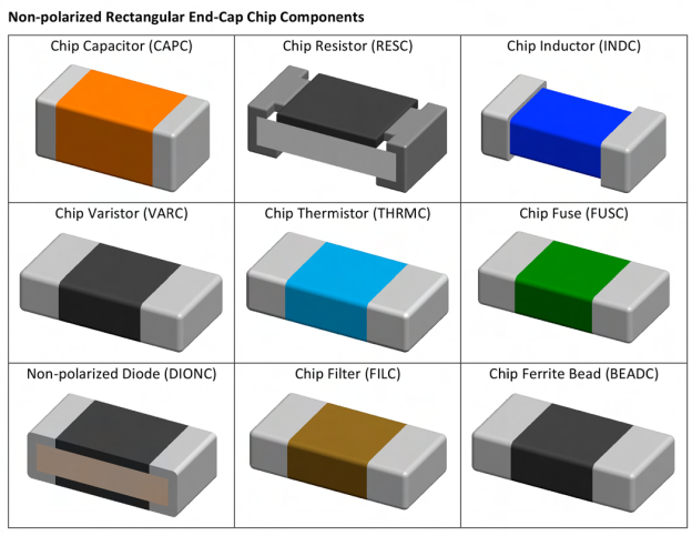 Рис. 1: Неполяризованные прямоугольные чип компоненты с торцевыми заглушками.