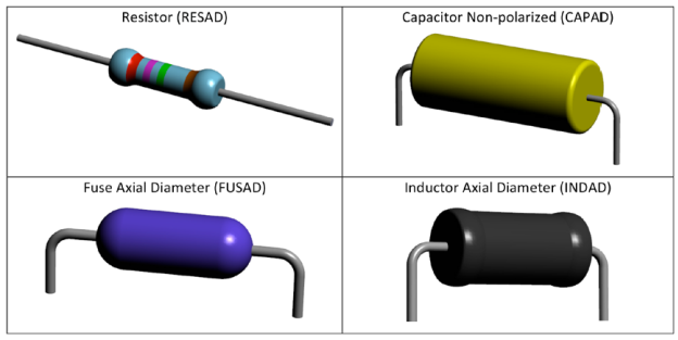 Рис. 12: Неполяризованные компоненты с выводами по осевому диаметру.